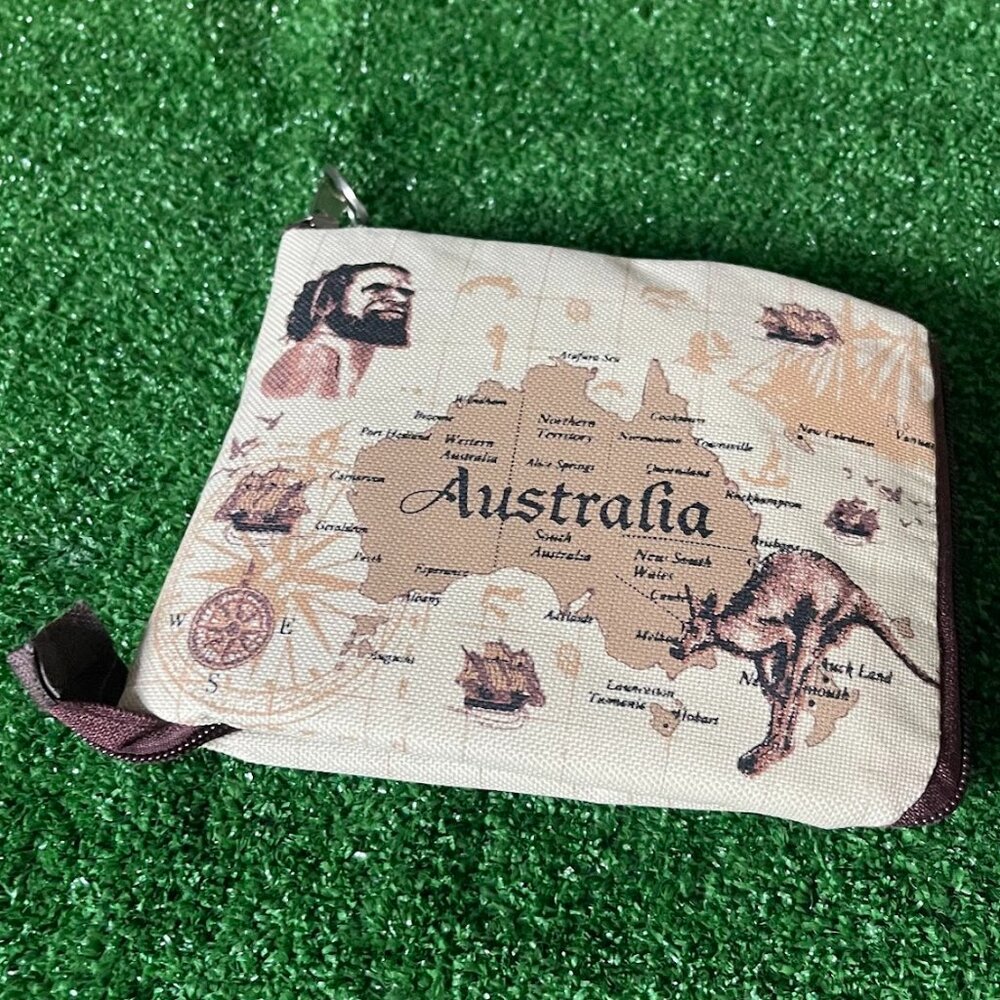 Australia Map Fold-out Handle Reusable Tote Souvenir Rare Canvas Shopping Bag